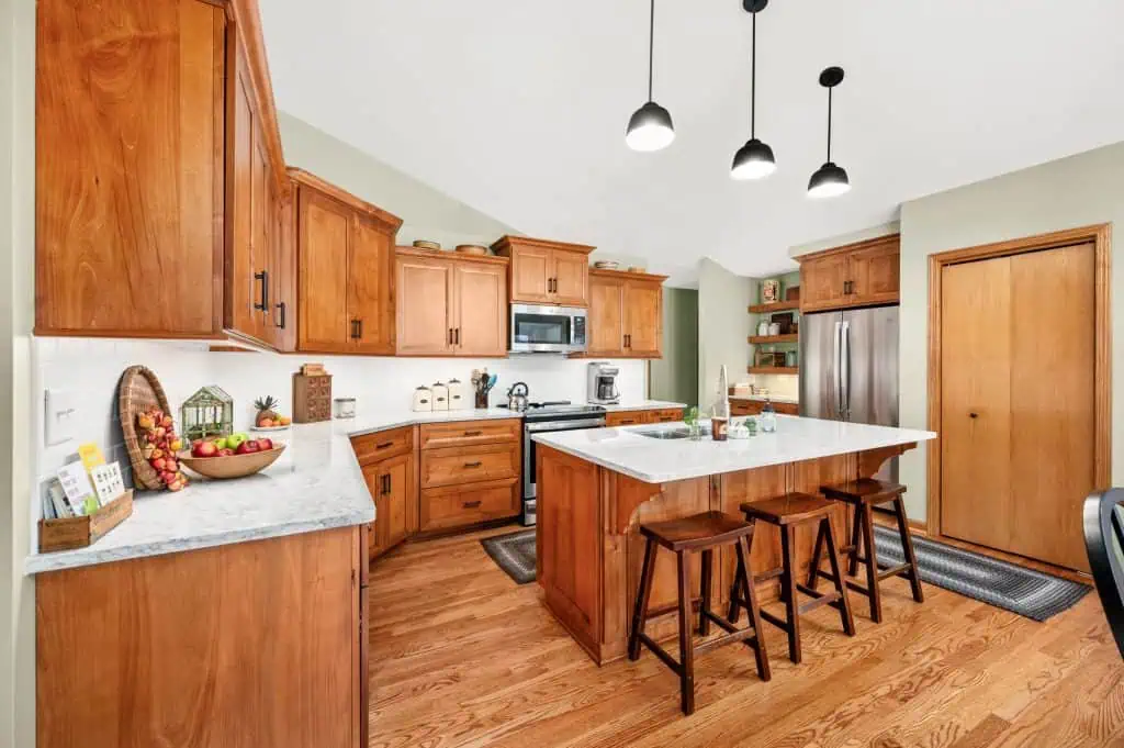 kitchen with open layout connected to dining area