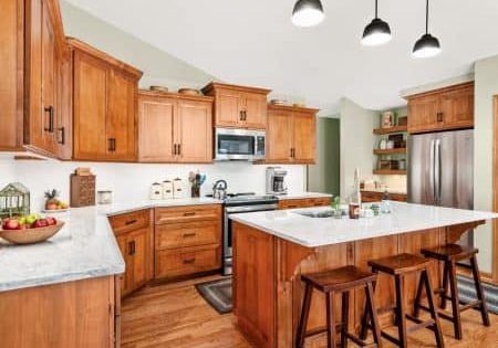 kitchen with open layout connected to dining area