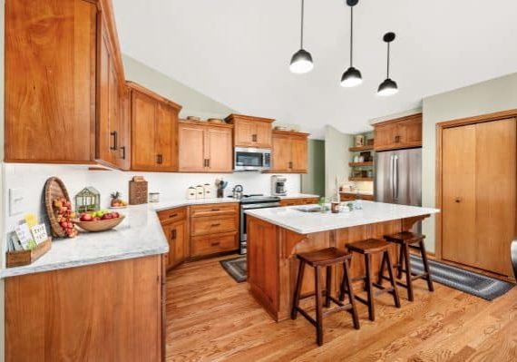 kitchen with open layout connected to dining area